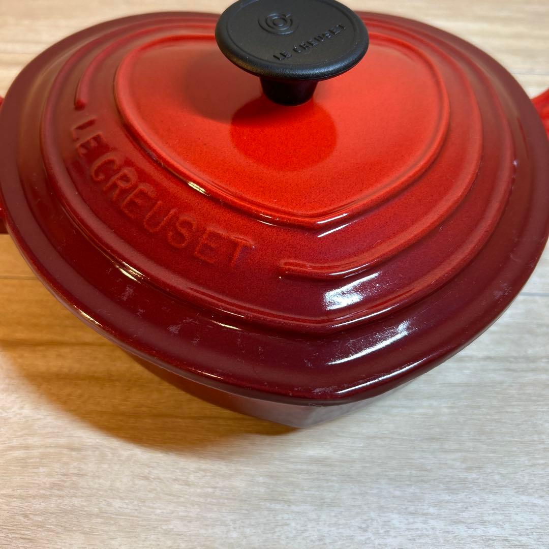ルクルーゼ　プレートダムール　ココットダムール　ハート　鍋　チェリーレッド