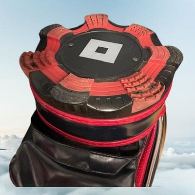 ONOFF オノフ キャディバッグ カート式 ネイビー×レッド ダイヤ格子柄