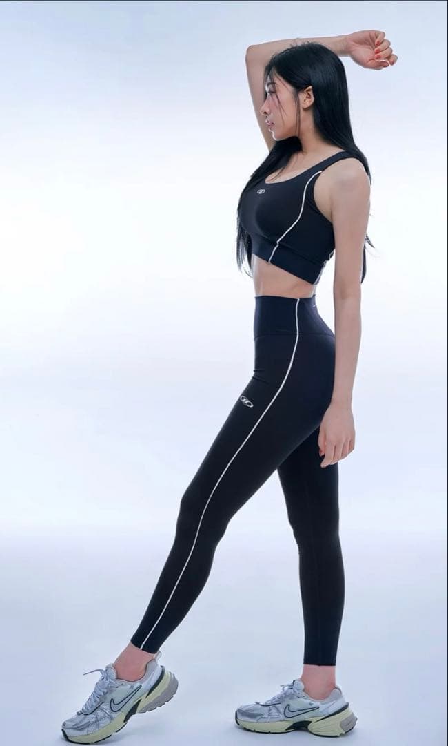ヨガ・ピラティス SYMBOL B PIPING LONG LEGGINGS [BLACK]