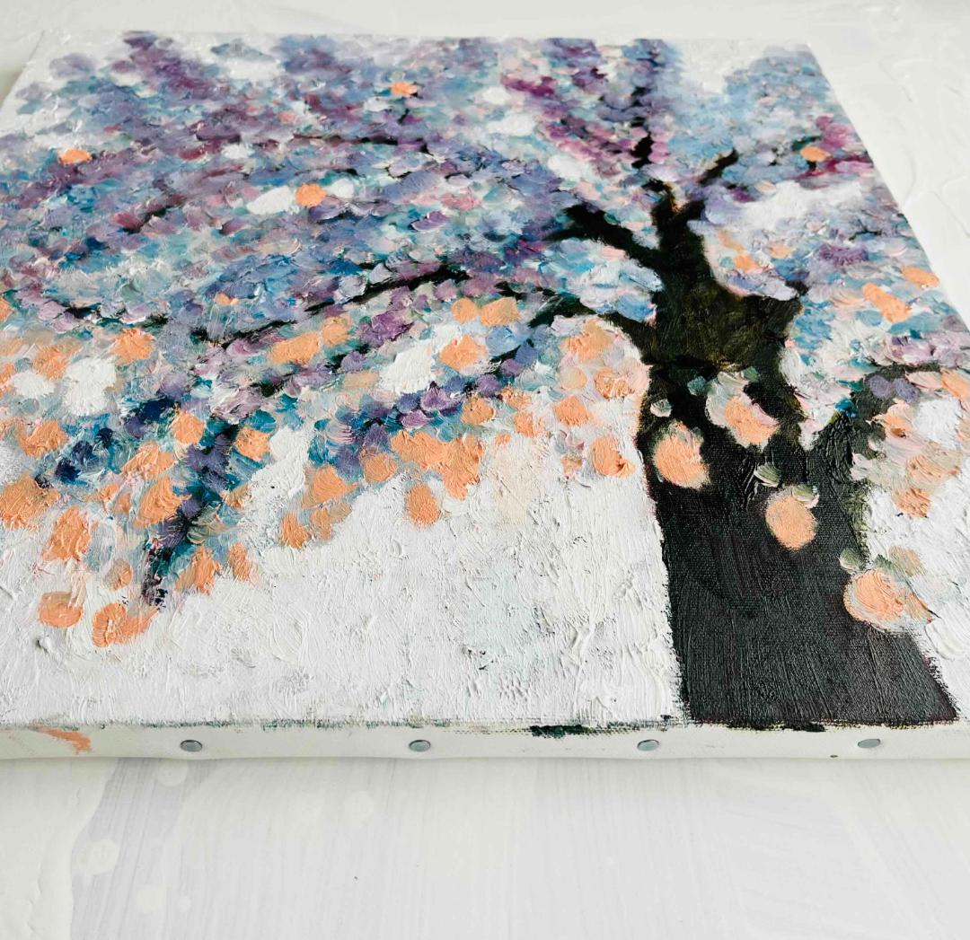 41㎝角「朝の桜」油彩・原画・S６