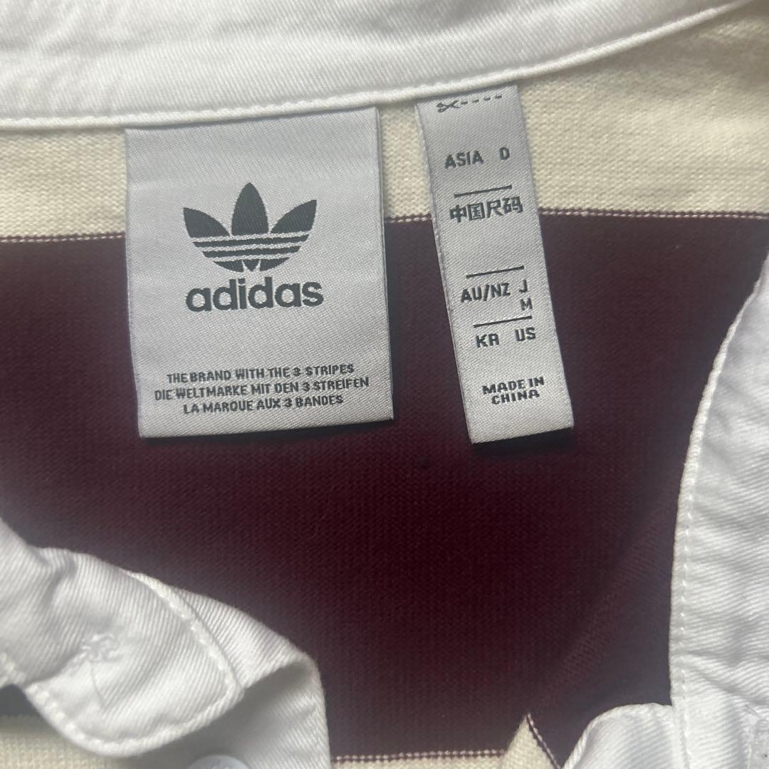 adidas ラガーシャツ 白/ボルドー M