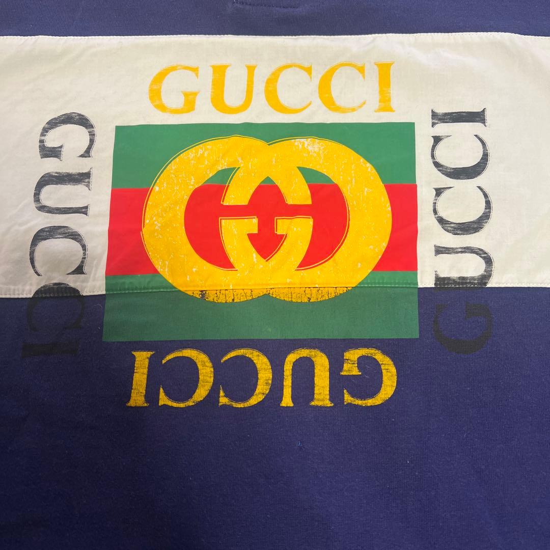 GUCCI ネイビー ホワイト ラガーシャツ　L 正規品
