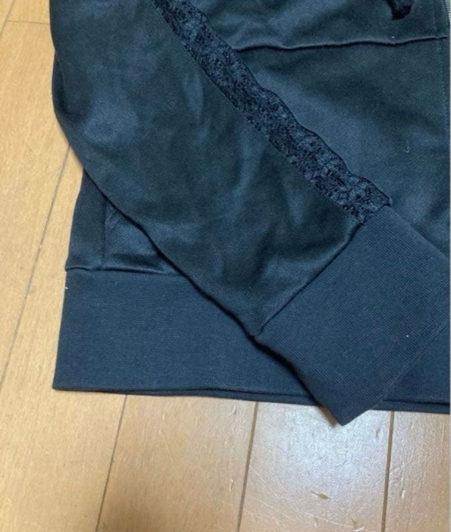 アディダス　レース　ライン ジップアップ フーディ　M 完売品　黒