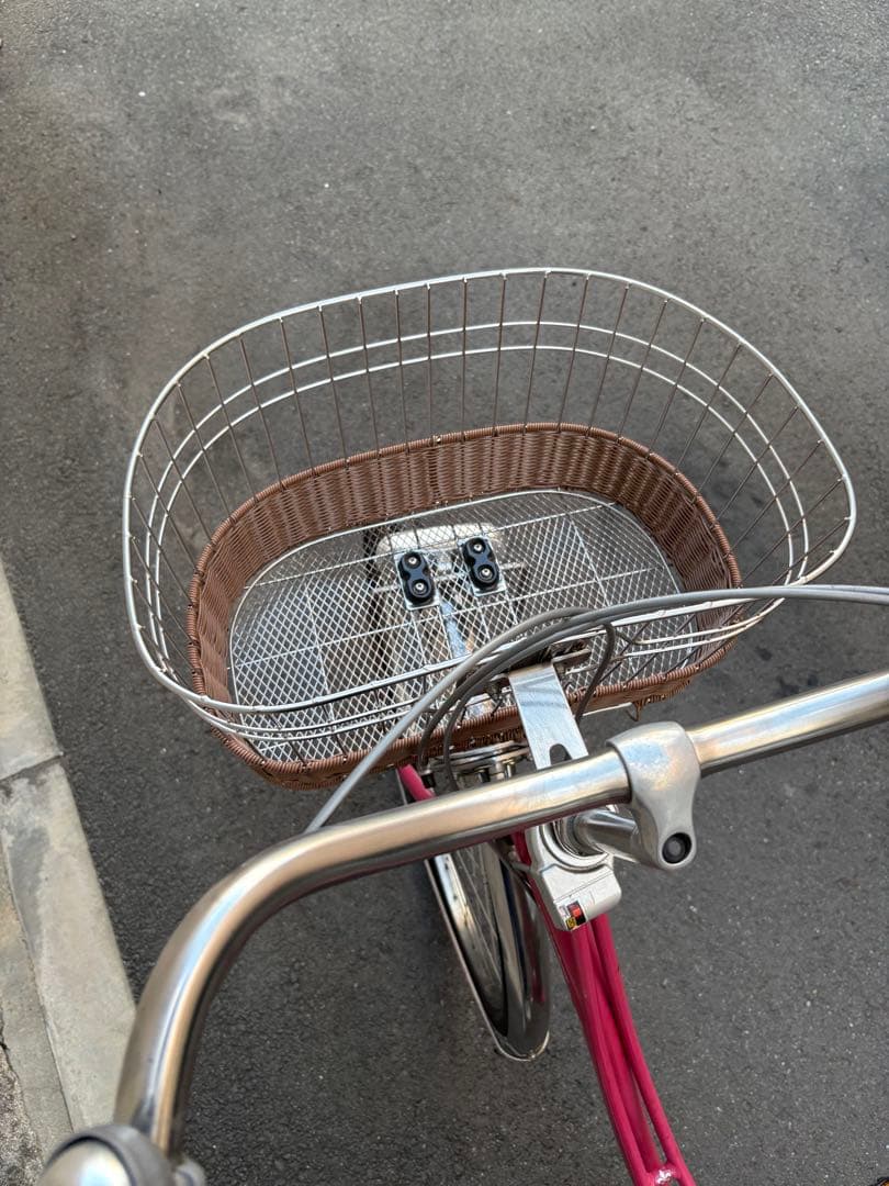 内装３段デカカゴ　シティサイクル　ピンク