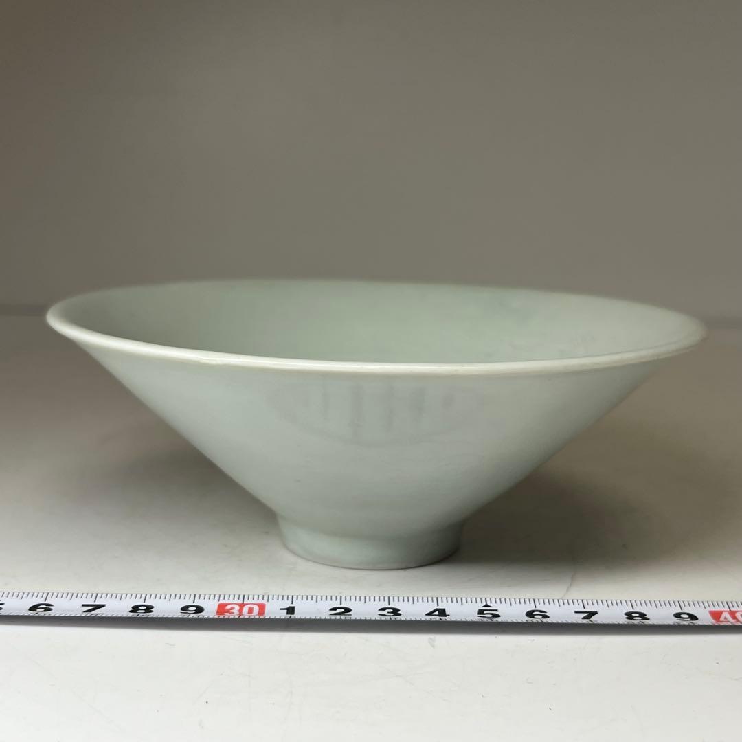 専用　中国宋代　青磁陰刻龍雲文茶碗 合箱 w15.3cm 東キ8-0326☆2F
