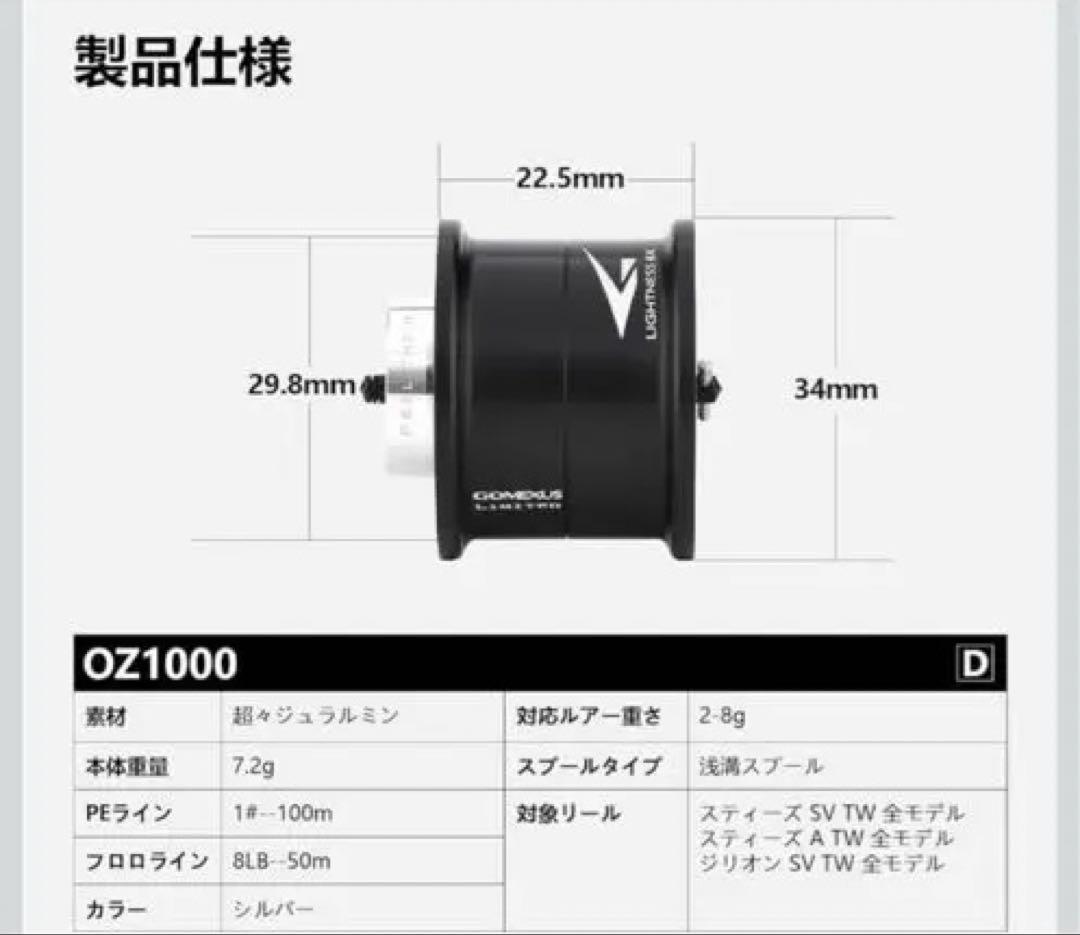 21ジリオンSV TW 1000XH L ゴメクサス　フィネススプールセット