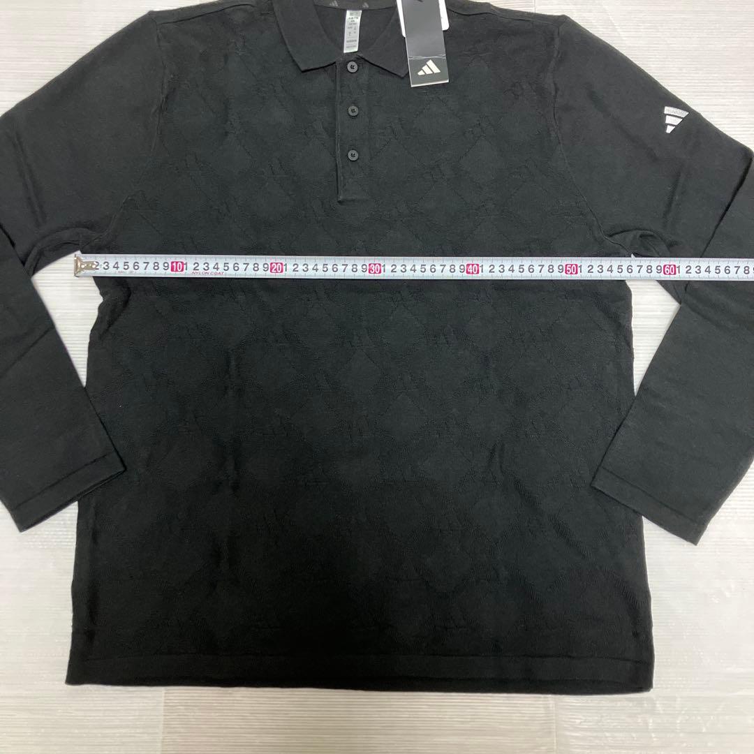 送料無料 新品 adidas GOLF アーガイル柄セーター ポロ 2XL BK