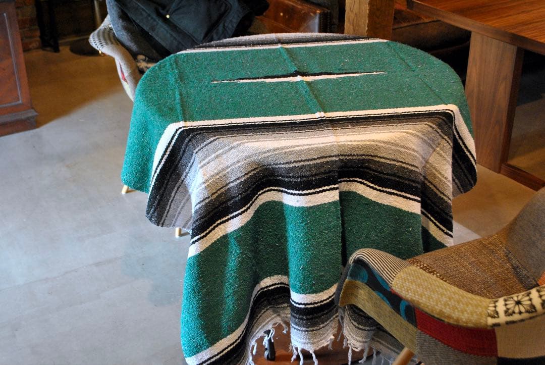 MOLINAメキシコ製ダイア柄ブランケットラグ【ティール】オールシーズン用