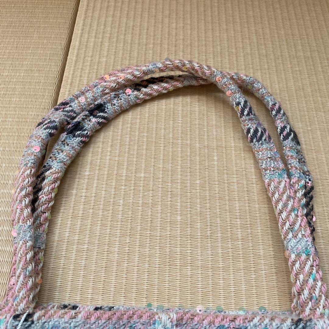 【未使用】シャネルノベルティ ツイード トートバッグ スパンコール　ピンク