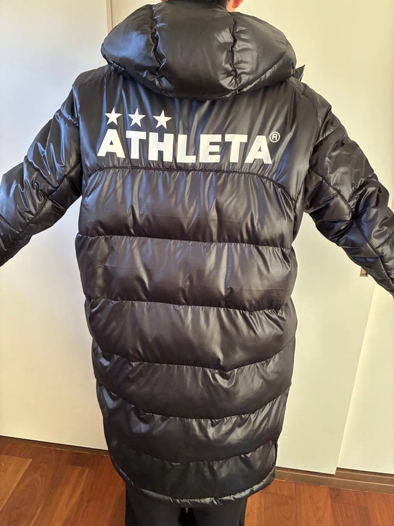 【本日限定】ATHLETA フード付きダウンジャケット ブラック（ベンチコート）