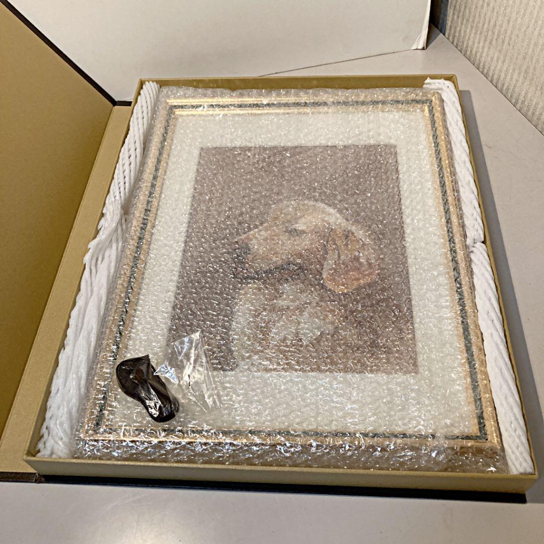 犬の刺繍画　ゴールデンレトリバー　額入り
