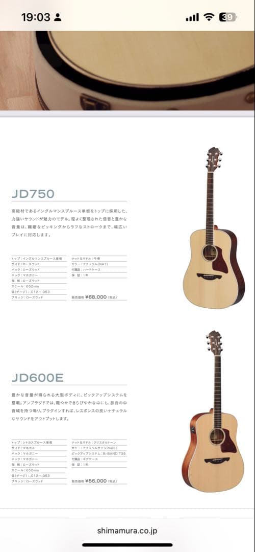 2015 james JD750 ジェームス　アコギ　ハードケース付き