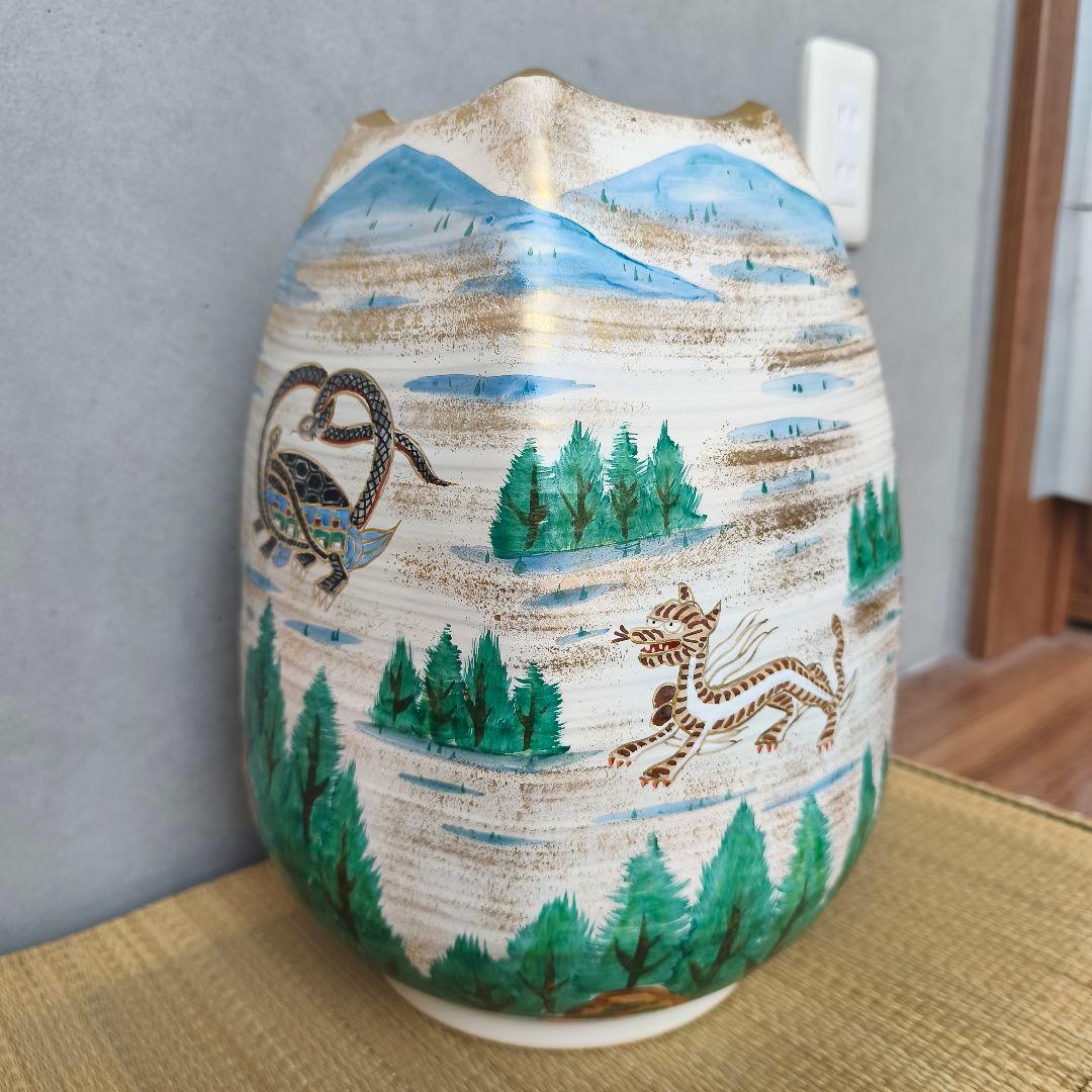 金箔装飾の陶器花瓶　三代目斎藤雲楽　京清水焼伝統工芸士