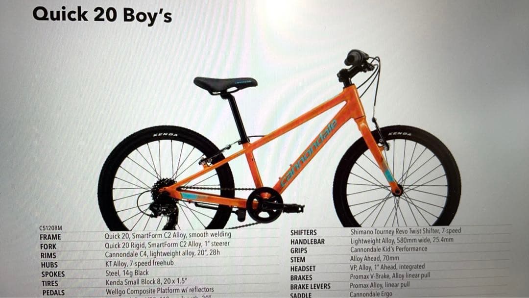 キャノンデール　QUICK ２０インチ　キッズ　自転車