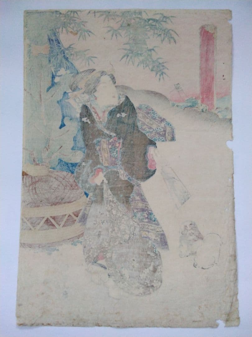 浮世絵 　「五節句の内　睦月」　五渡亭　国貞　３枚続