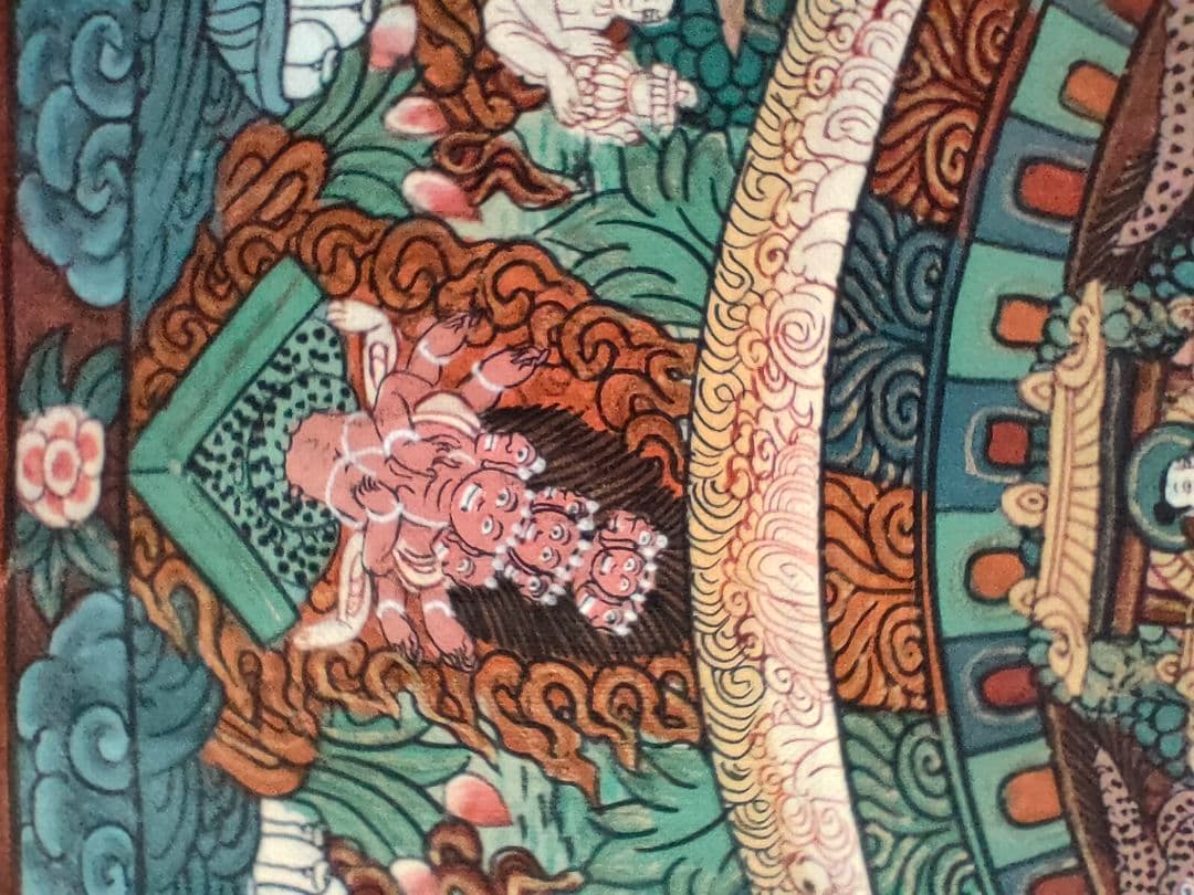 ●チベット仏教 曼荼羅 タンカ 肉筆 ヤブユム 忿怒尊仏画細密画額装ネパール美術