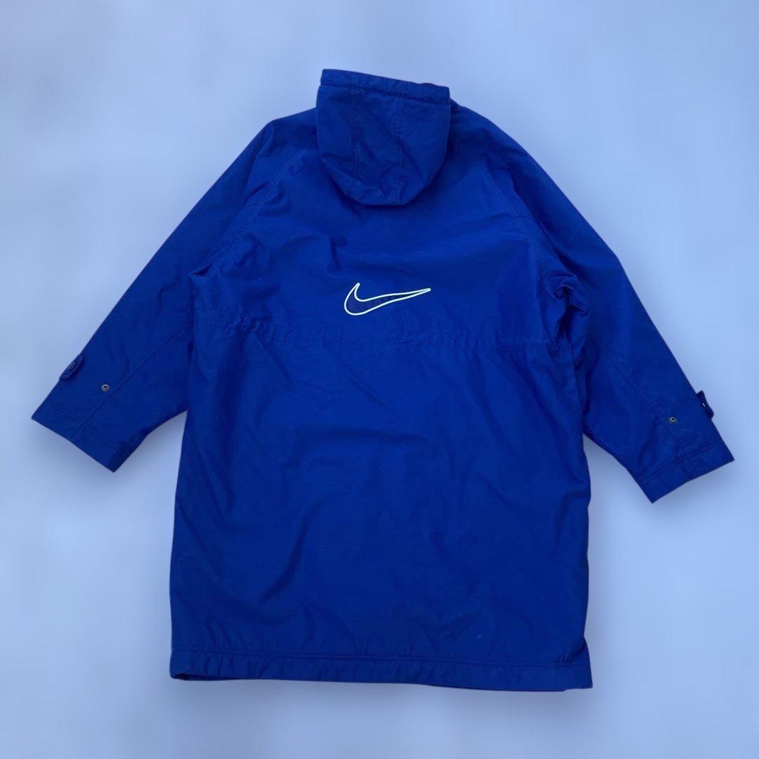 90s NIKE ベンチコート　デカロゴ　ナイロンジャケット　ボア　銀タグ　古着