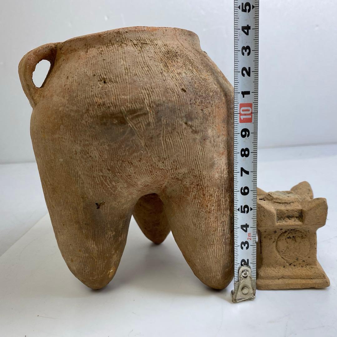 紀元前　珍品　三足壺等2点　タルサ　高さ4〜15㎝　東S8-0331②