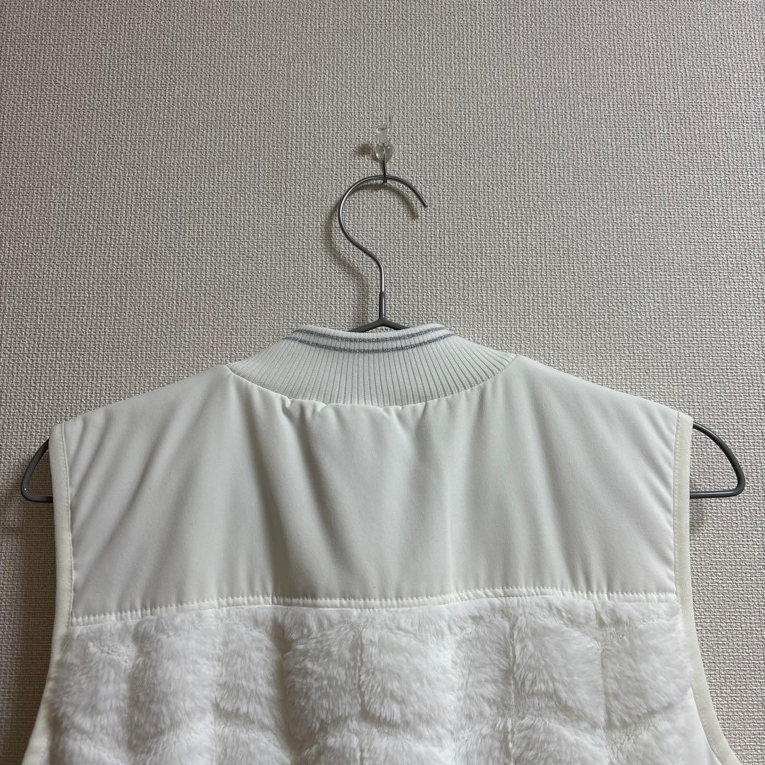 美品　キャロウェイ　レディース　ベスト　ロング　白　ファー　ジップ　L