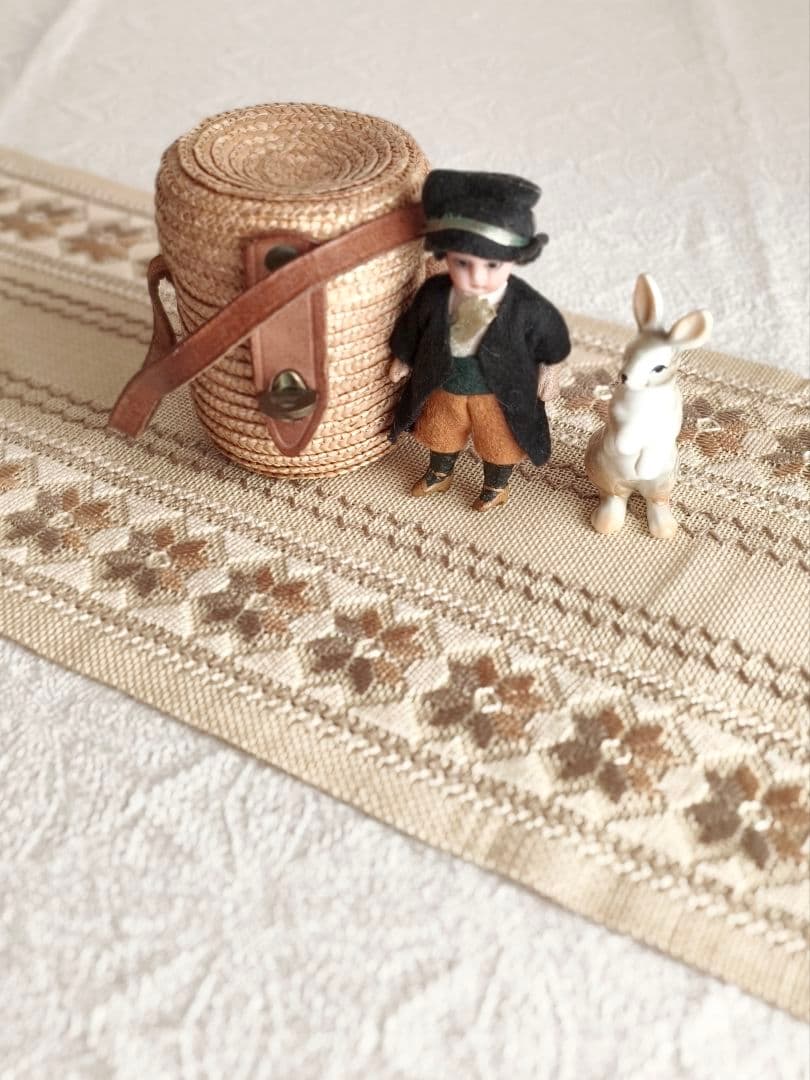 * vintage runner ❀ ベージュ ブラウン お花柄 ランナークロス