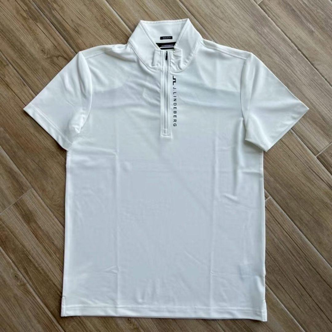 新品　J.LINDEBERG　ゴルフ　ハーフジップシャツ　ホワイト　Ｌ　メンズ