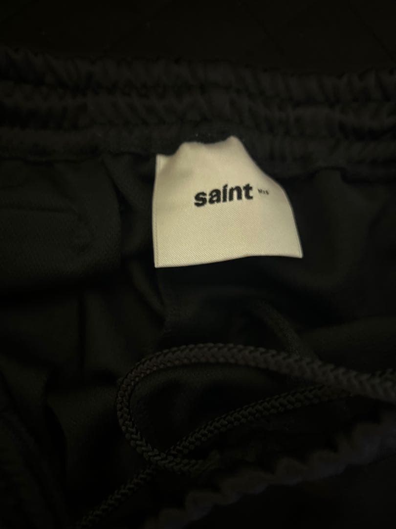 saint ブラック ジャージパンツ サイドストライプ