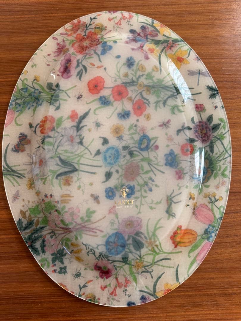 【レア】　グッチ　GUCCI 花柄　アクリルトレイ　オーバル　お盆　トレイ