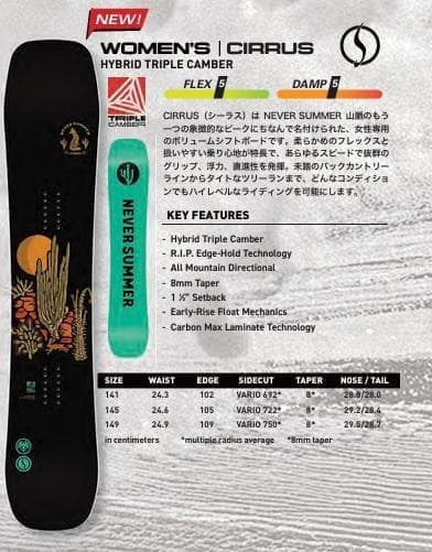 【新品】25-26 NEVER SUMMER CIRRUS 149