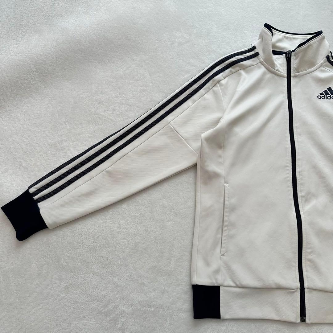 adidas トラックジャケット（ L）白×ネイビー系　ジャージ上　3本ライン
