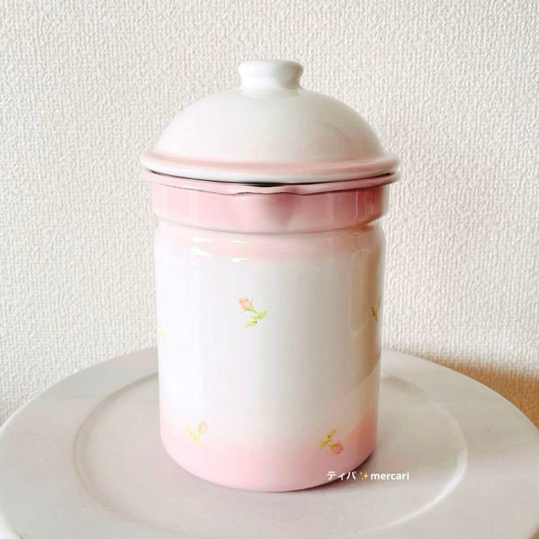 【美品】イマン　オイルポット　プチローズ　油こし器　ホーロー　琺瑯　imane