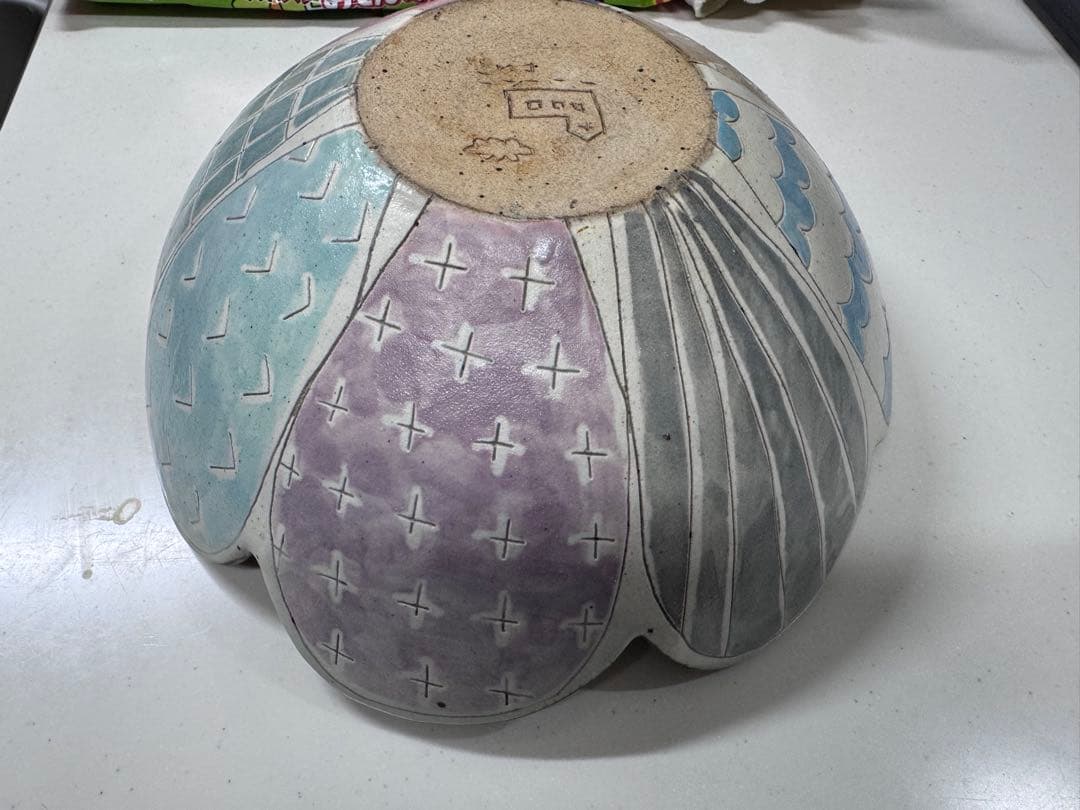 横山知加子 笠間焼 雲白 ABE FACTORY ボウル 花びら型 直径26cm