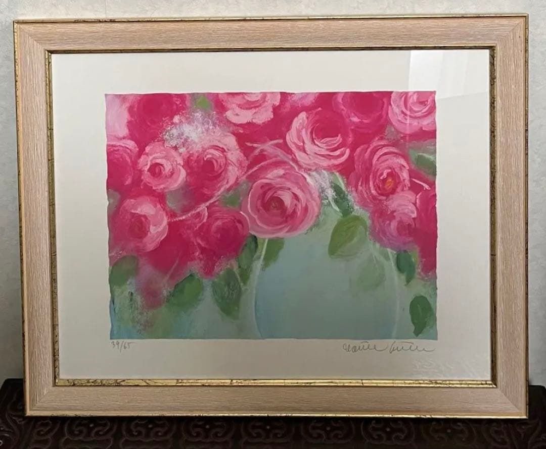 額入り版画　58×46 ジニー・キム　65枚限定 ED、サイン、証明書有　ピンク