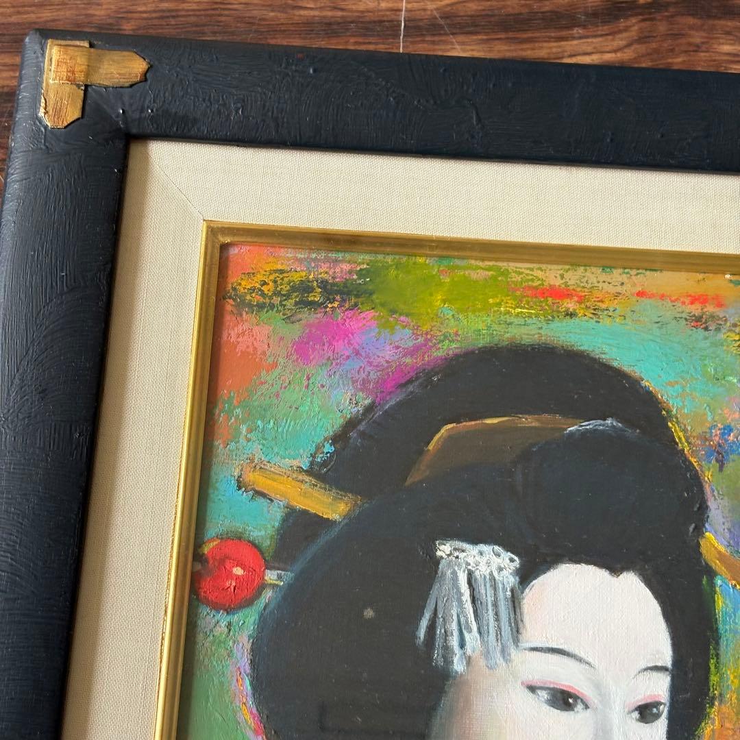 小田次男「梅川忠兵衛」油彩4号 額装 三越シール 油絵 油画 絵画B