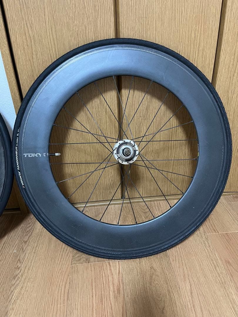 【セット売り不可】ピストバイク　80mmカーボンホイール　フロントリアセット