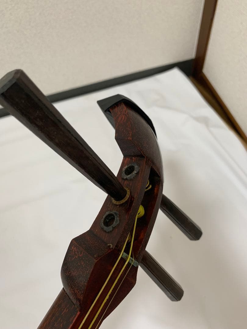明治9年 細棹 地唄　三味線　ハードケース 撥 駒付き