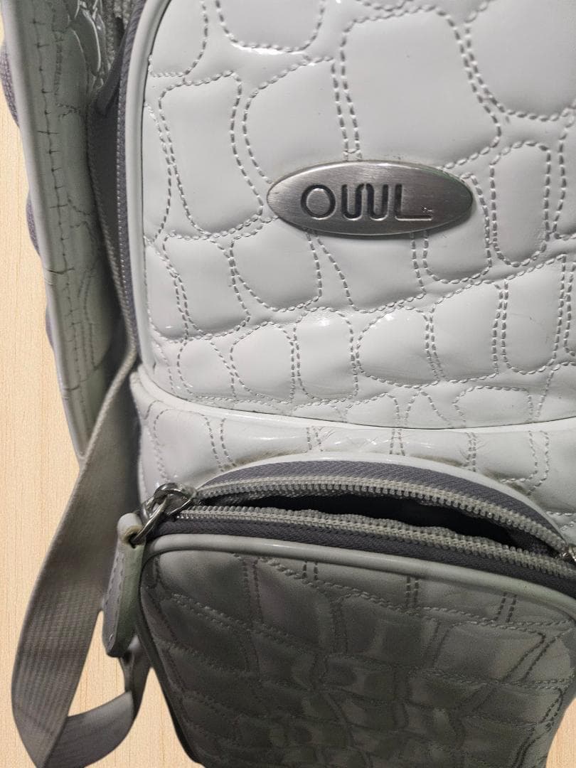 送料無料/超美品　OWL クロコダイル風エナメルキャディバッグwhite