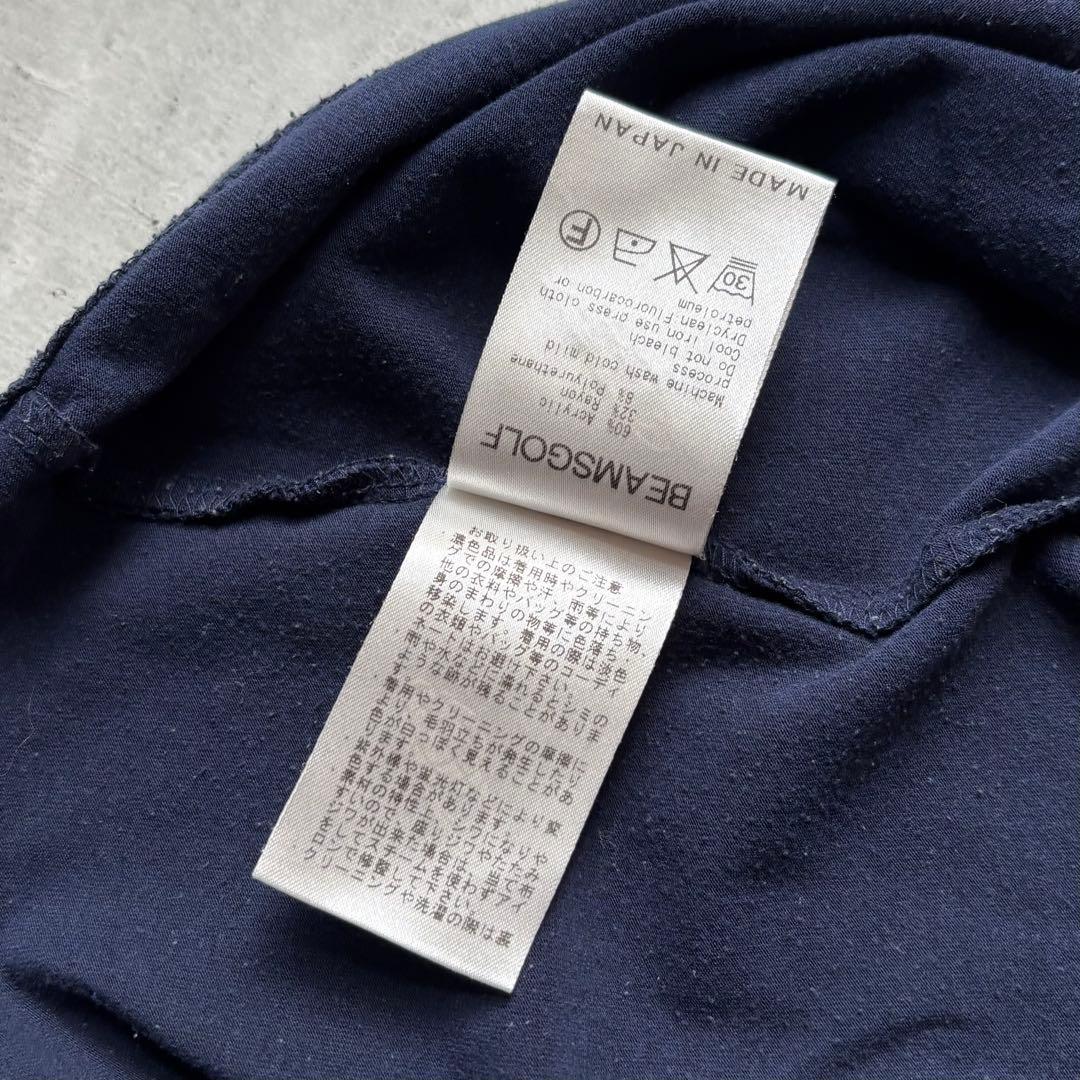 BEAMS GOLF パープルレーベル ハイネック長袖シャツ 微起毛ロゴワッペン