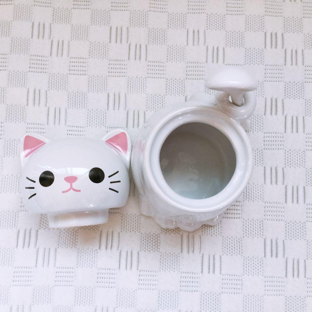 黒猫と白猫の陶器 食器 キャニスター スプーン付き　未使用品 可愛い オシャレ