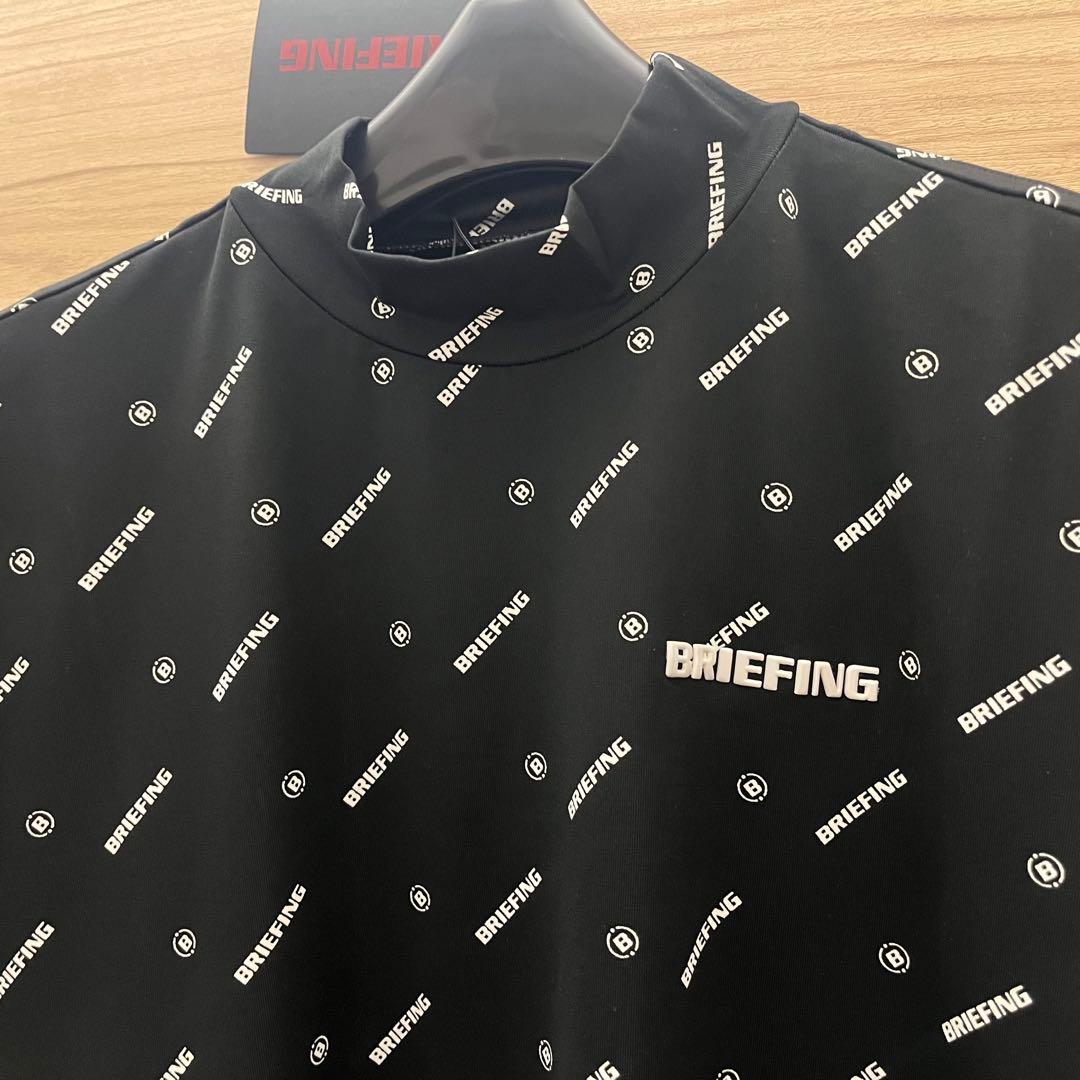 新品★BRIEFING レディースM 黒 ロゴモノグラムハイネックシャツ 半袖
