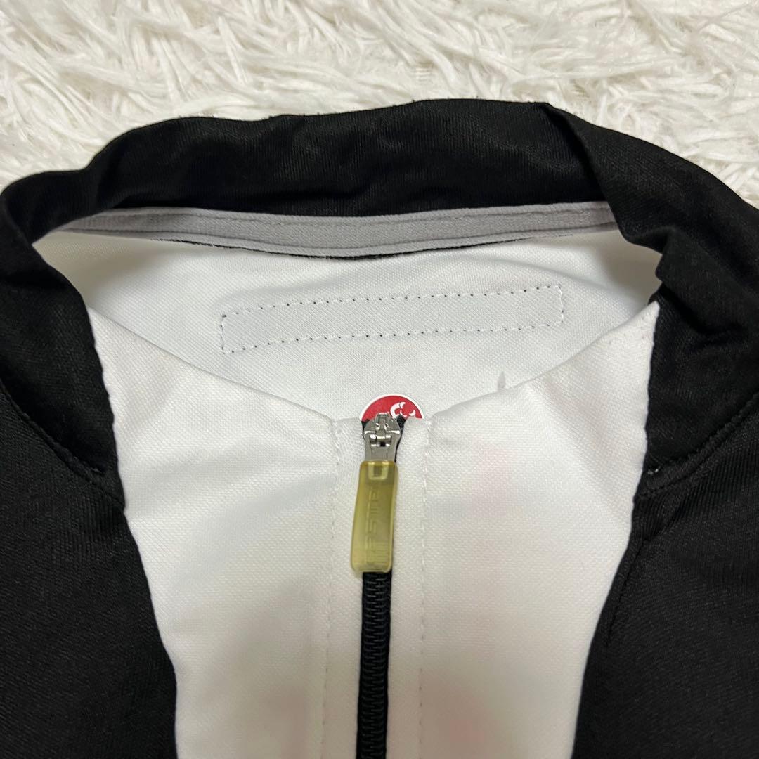激レア CASTELLI カステリ サイクリングウェア 半袖 白黒 フルジップ
