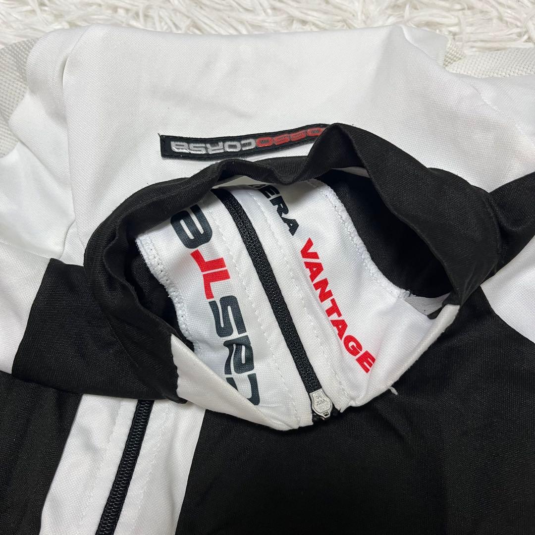 激レア CASTELLI カステリ サイクリングウェア 半袖 白黒 フルジップ