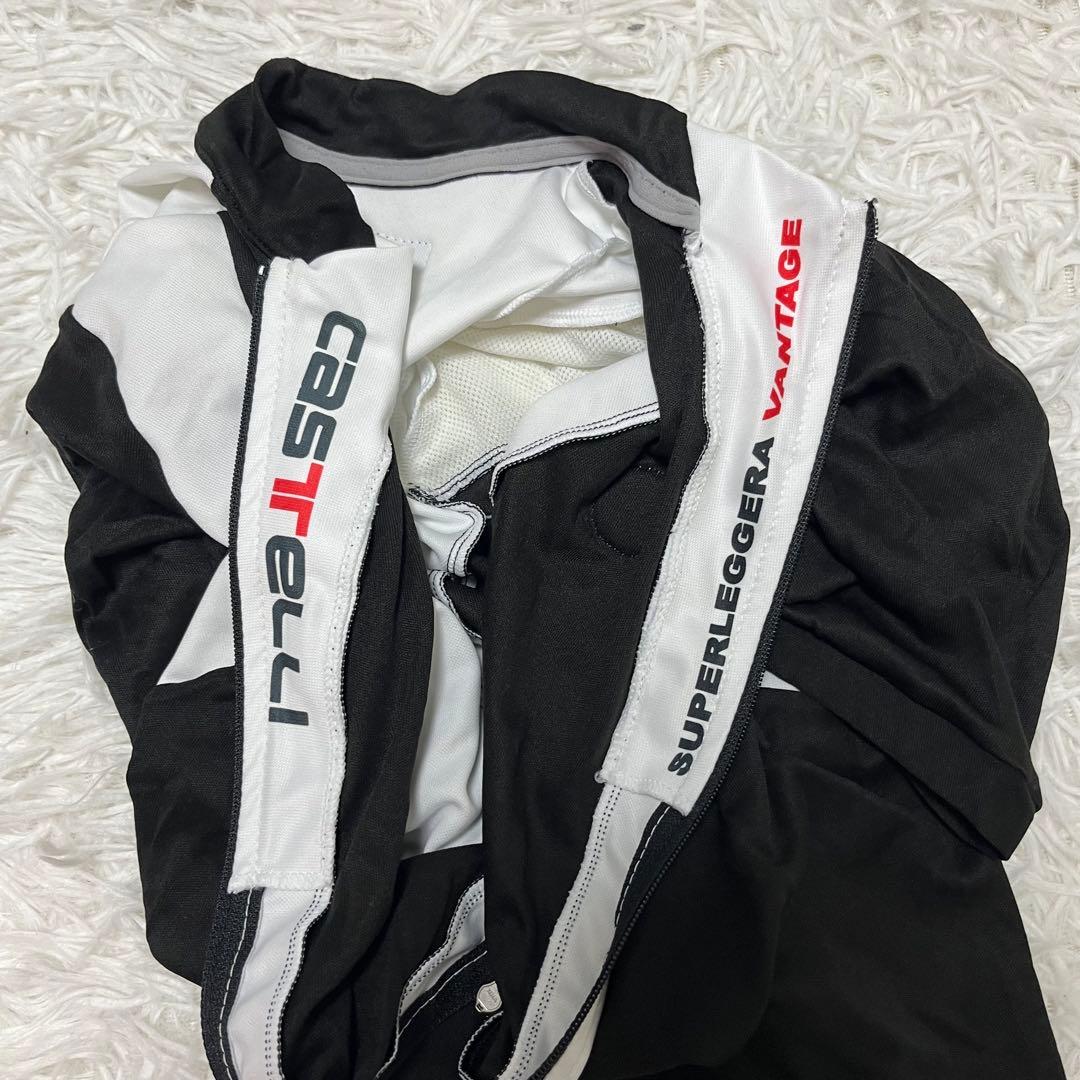激レア CASTELLI カステリ サイクリングウェア 半袖 白黒 フルジップ