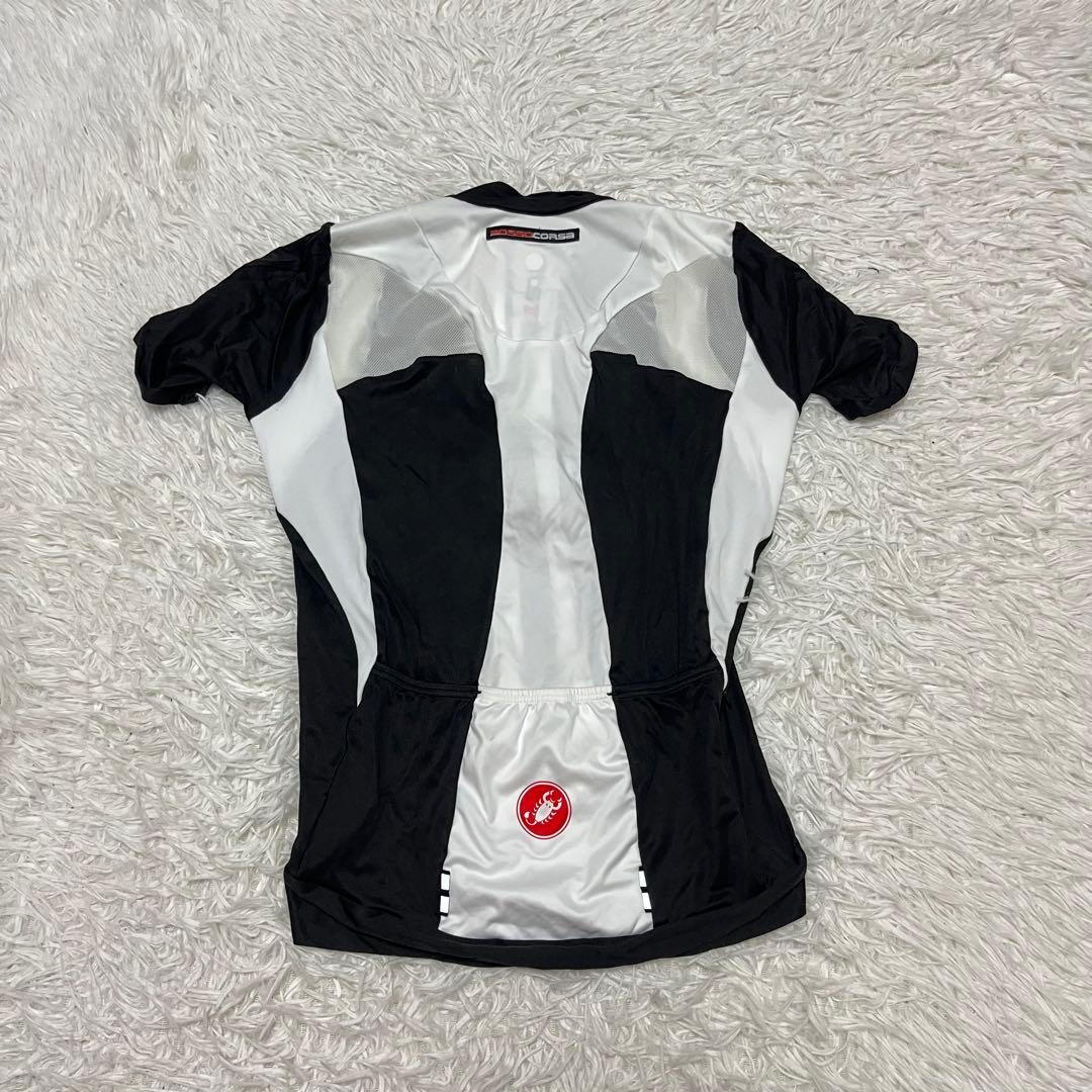 激レア CASTELLI カステリ サイクリングウェア 半袖 白黒 フルジップ