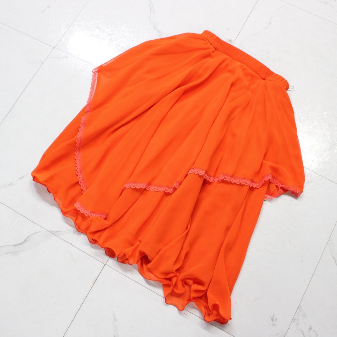 【美品 日本製社交ダンス衣装】上下セット BrightProceed オレンジ