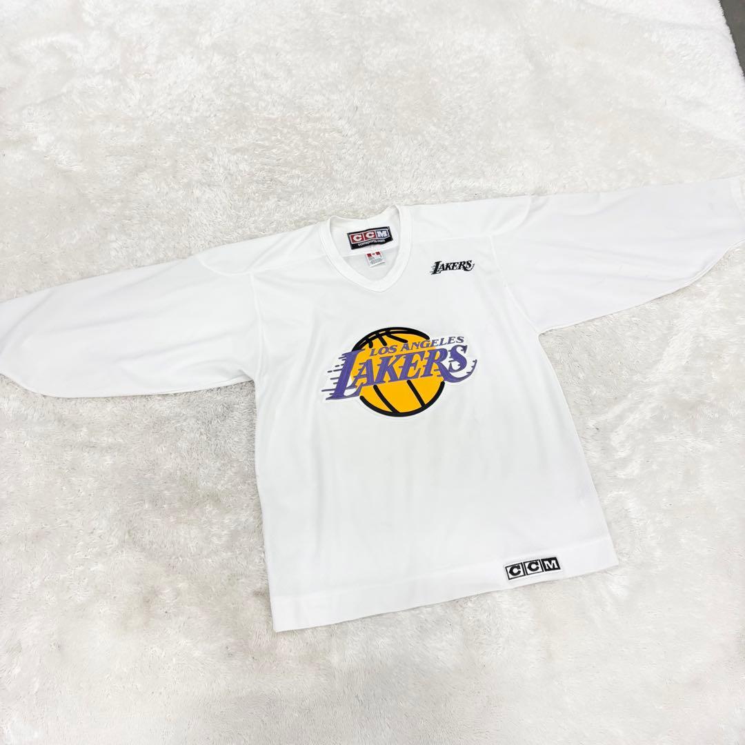 希少 CCM NBA ロサンゼルス・レイカーズ メッシュ ジャージ 長袖