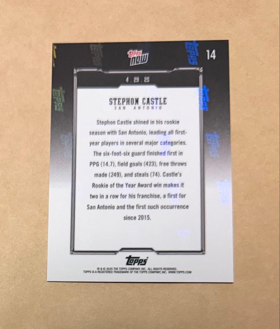 STEPHON CASTLE ステフォンキャッスル 14 Topps NBA
