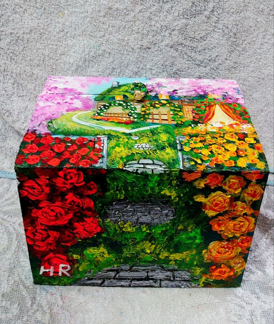 油絵 絵画 春の桜ボックス