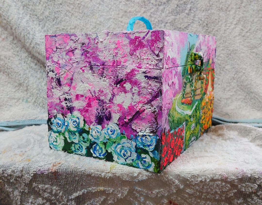 油絵 絵画 春の桜ボックス