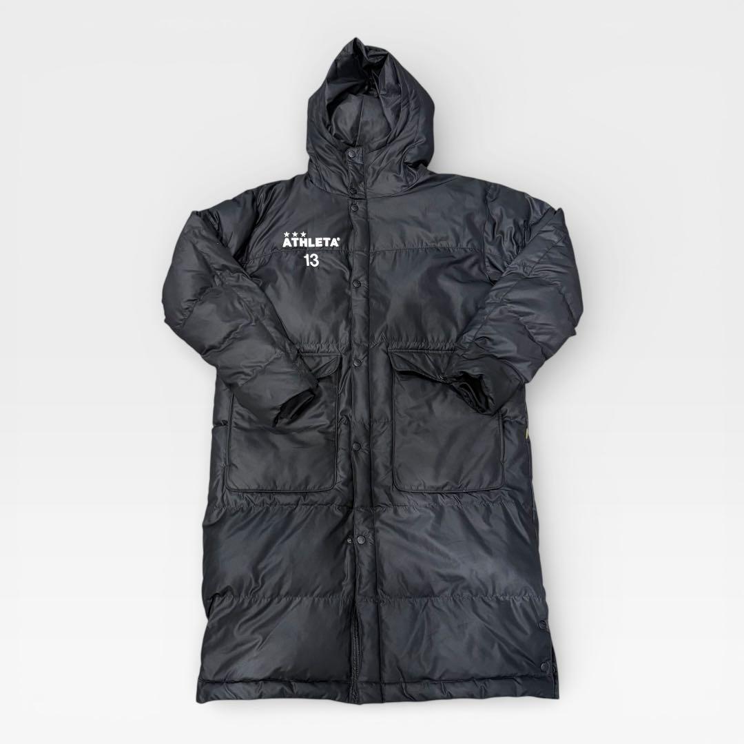 【美品】ATHLETA アスレタ 中綿ベンチコート ロングコート 黒 Lサイズ