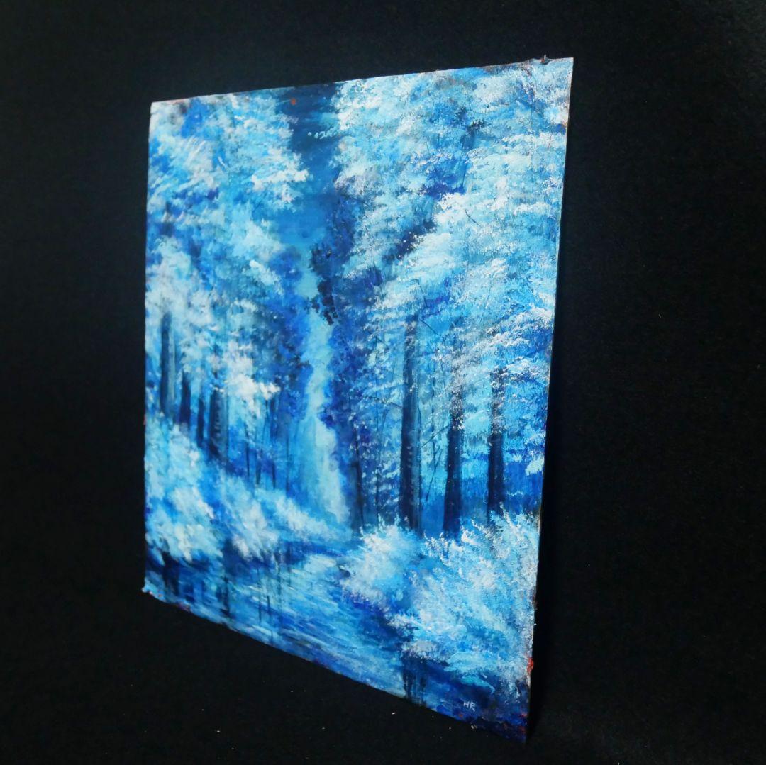 油絵 油彩 油彩画 絵 絵画【冬の森の川】